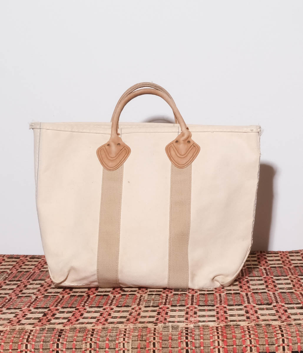 80's L.L.Bean Tote Bag Leather Handle (Natural×Beige)