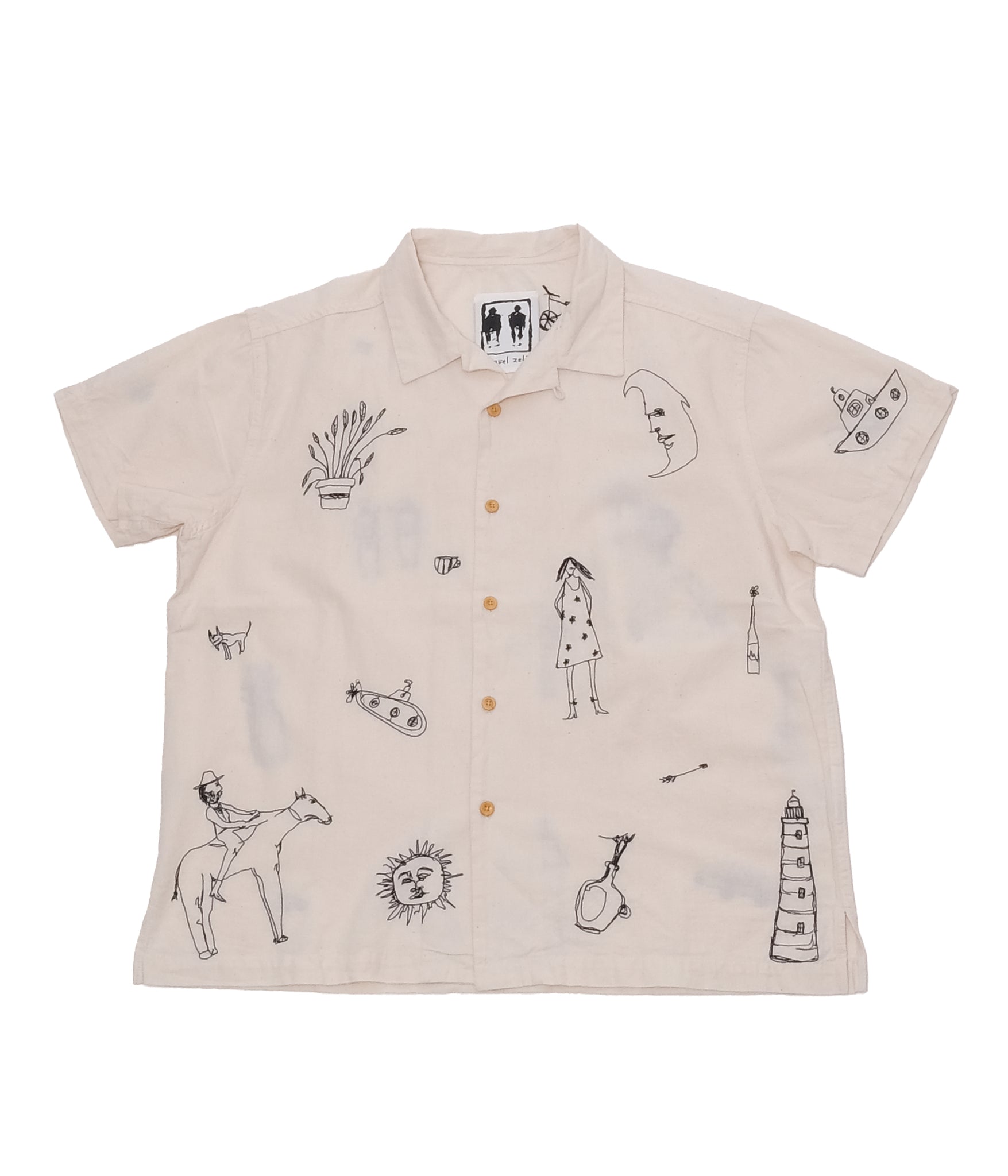 Samuel Zelig "Embroidered camp shirt" (Natural)