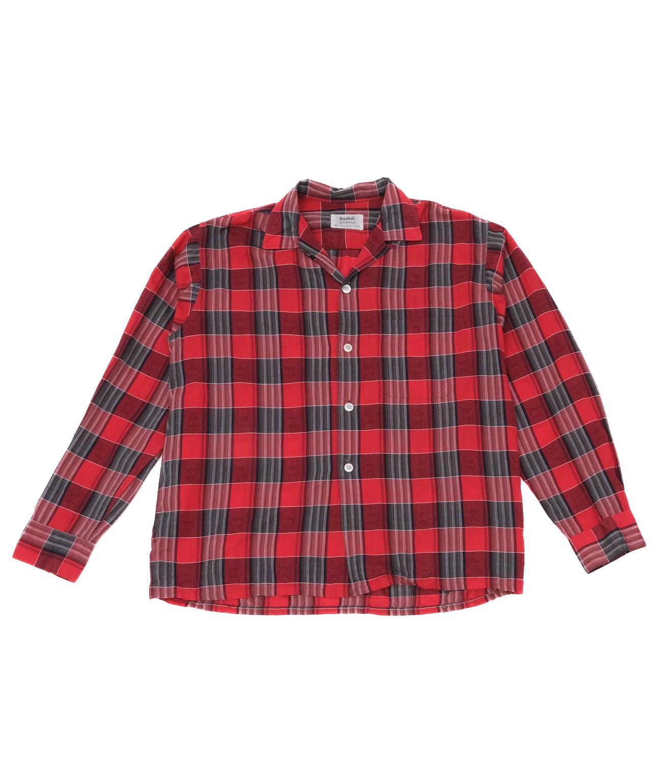 60's Dunhill Sports Wear Open Collar Shirt (Red Check)