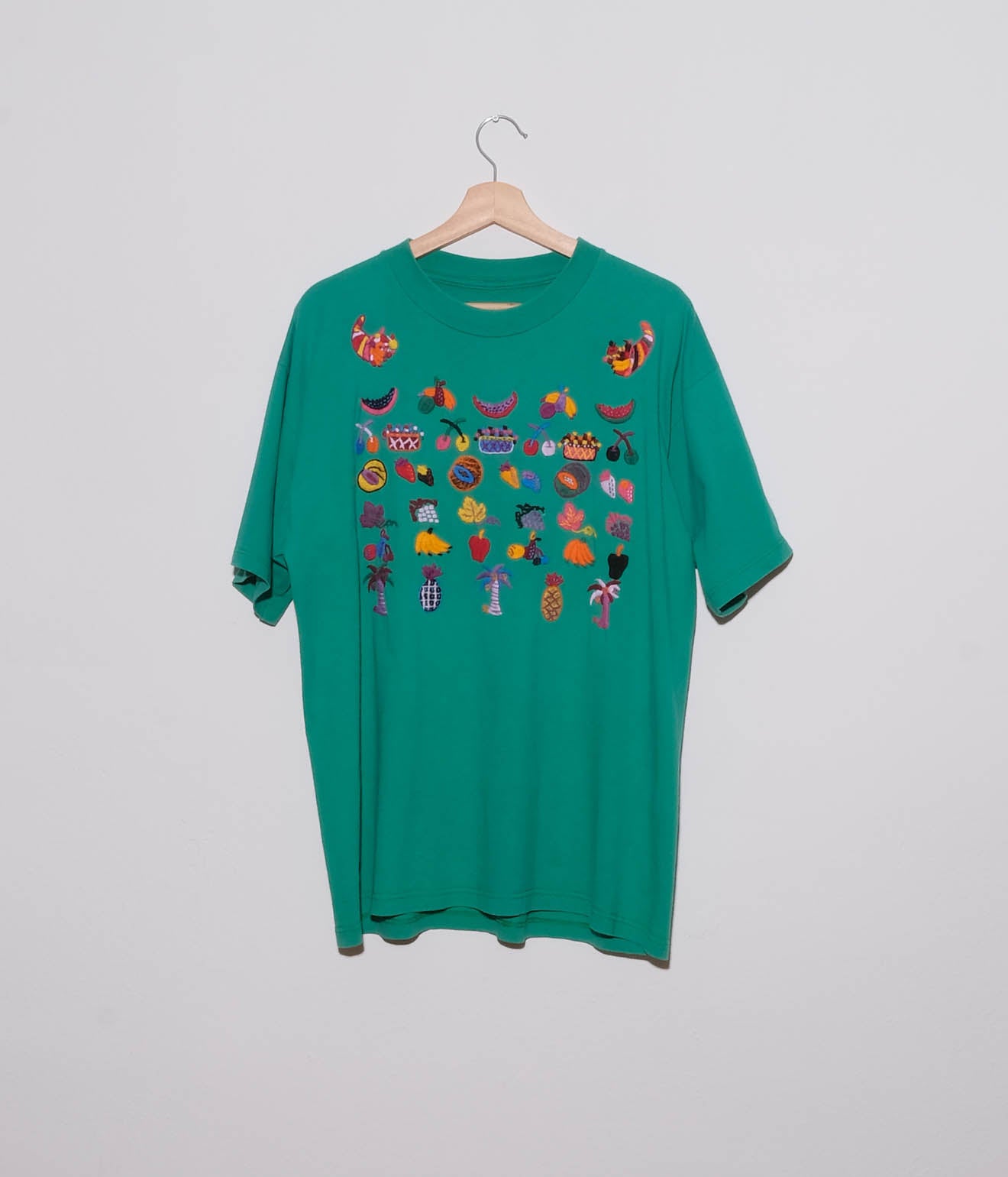 Mexican Embroidery Short Sleeve Tee Shirt (Green)