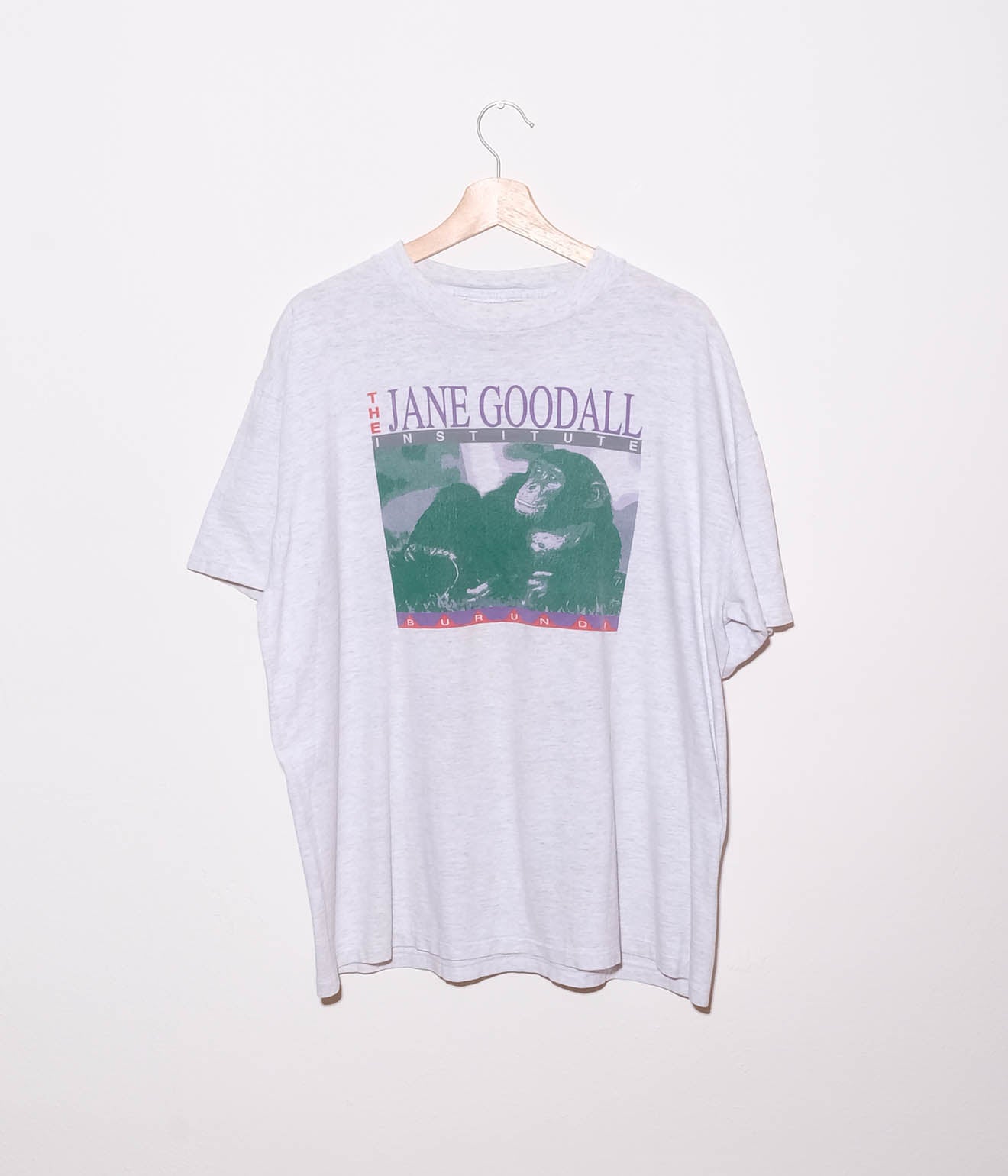 90's Jane Goodall Institute Short Sleeve Tee Shirt (Grey Melange)