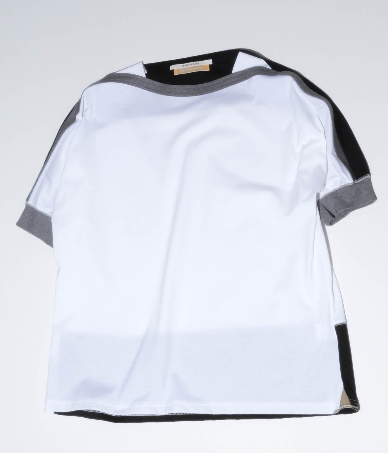 ANSNAM "Boat Neck T-Shirt" (White/Gray/Black)