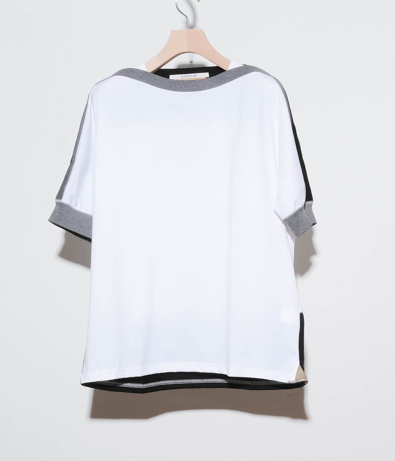 ANSNAM "Boat Neck T-Shirt" (White/Gray/Black)