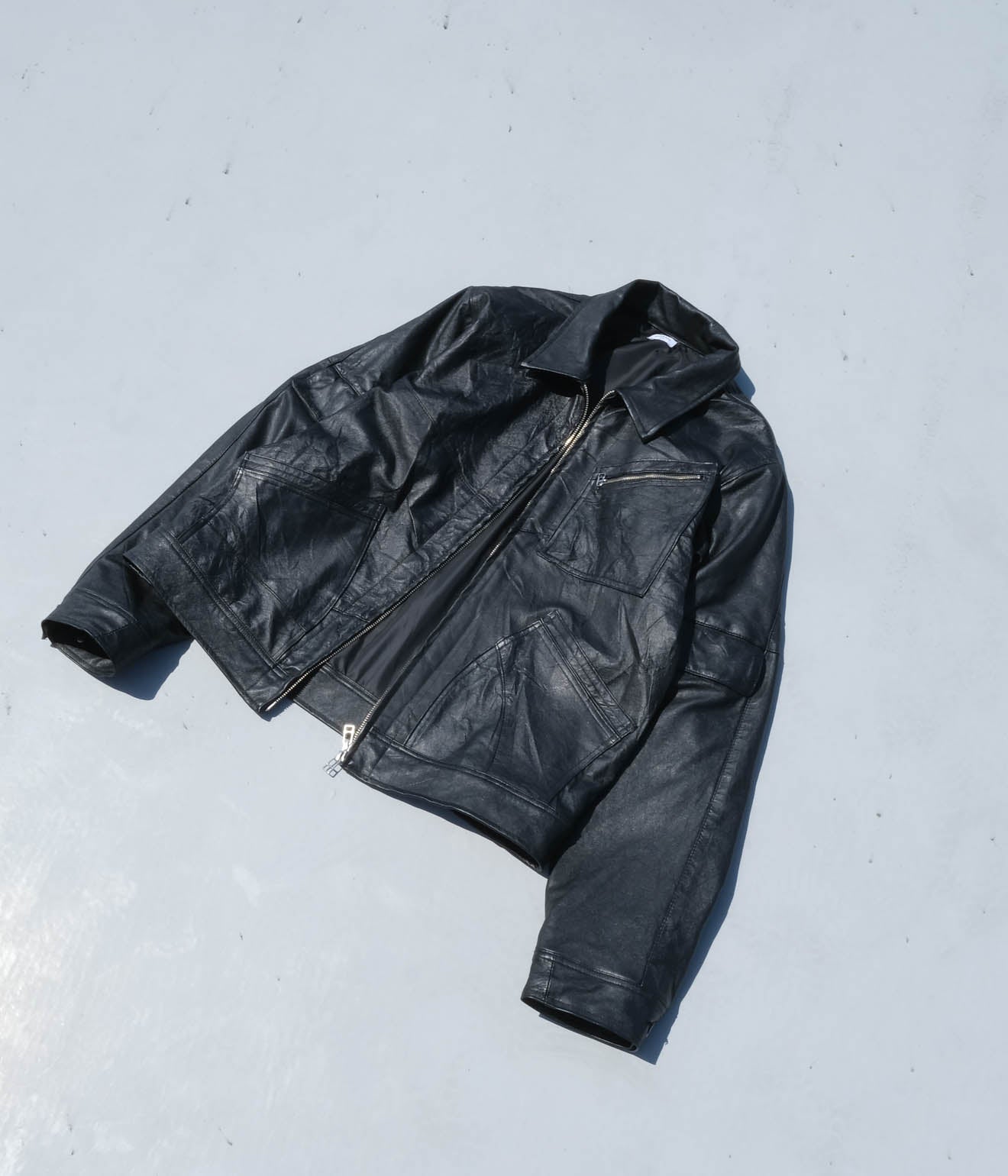 OLDPARK "ZIP UP LEATHER WORK JACKET" (Black)