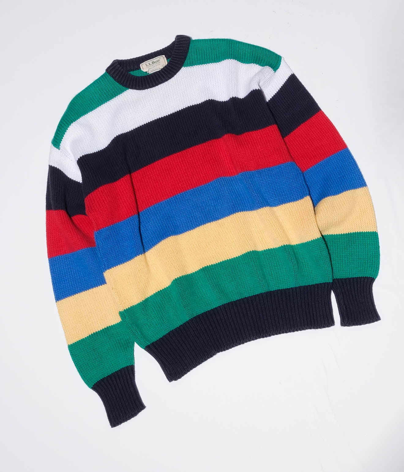 80's L.L. Bean "Multi Border Cotton Sweater"