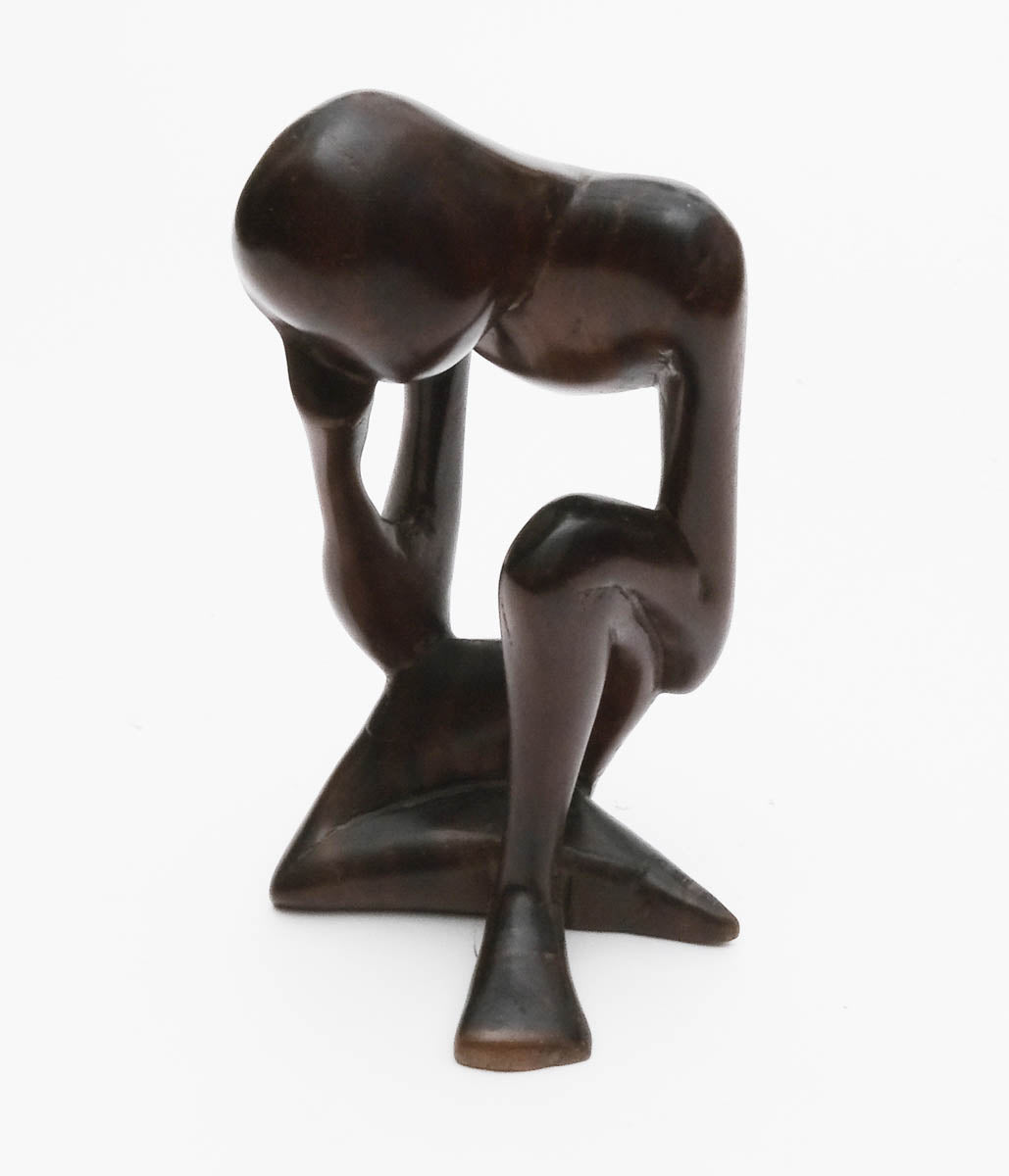 Vintage Folkart "The Thinker Wood Figure"