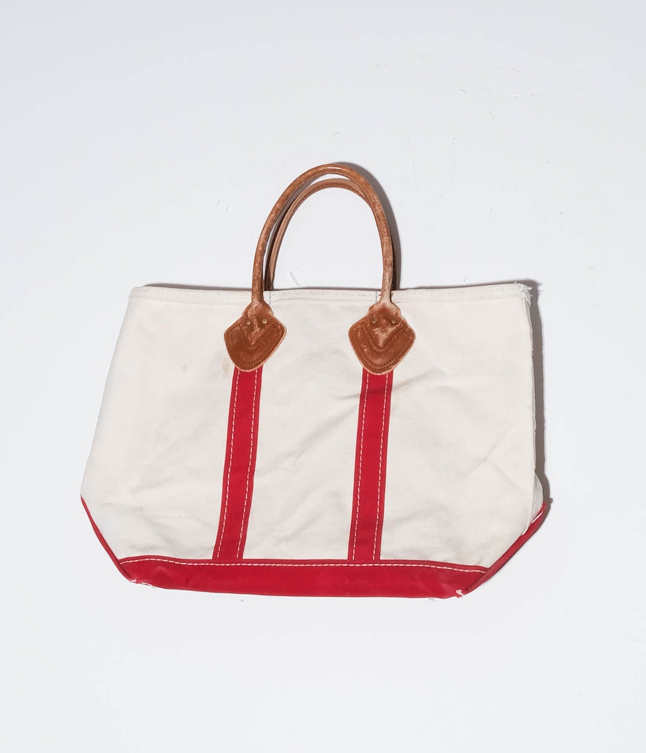 90's L.L.Bean Tote Bag Leather Handle  (Red)