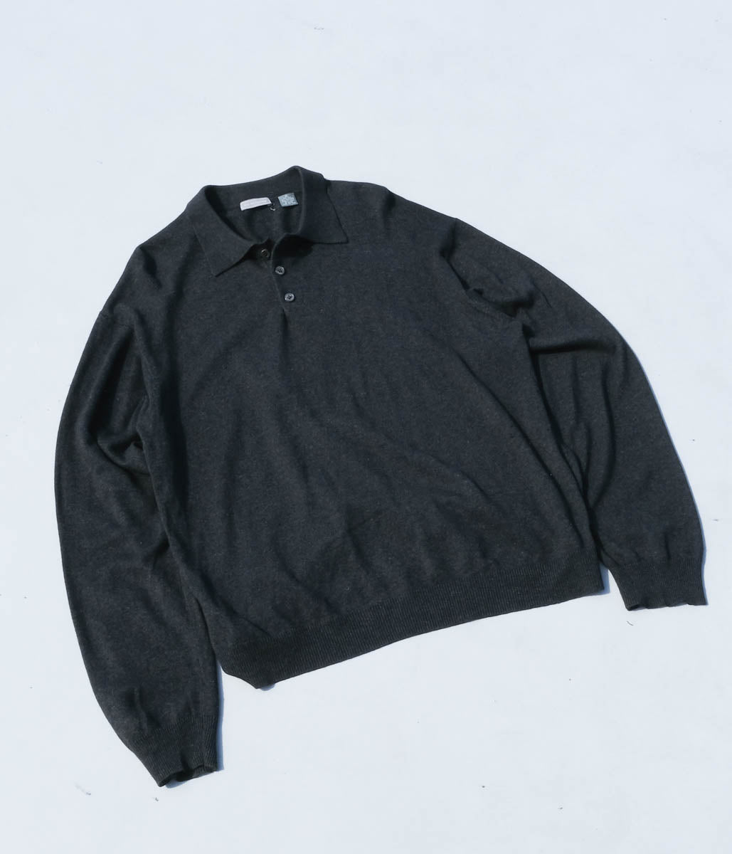 Silk Cashmere Polo Sweater (Charcoal)