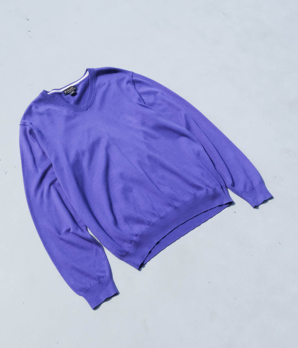 Brooks Brothers Supima Cotton Vneck Sweater (Purple)