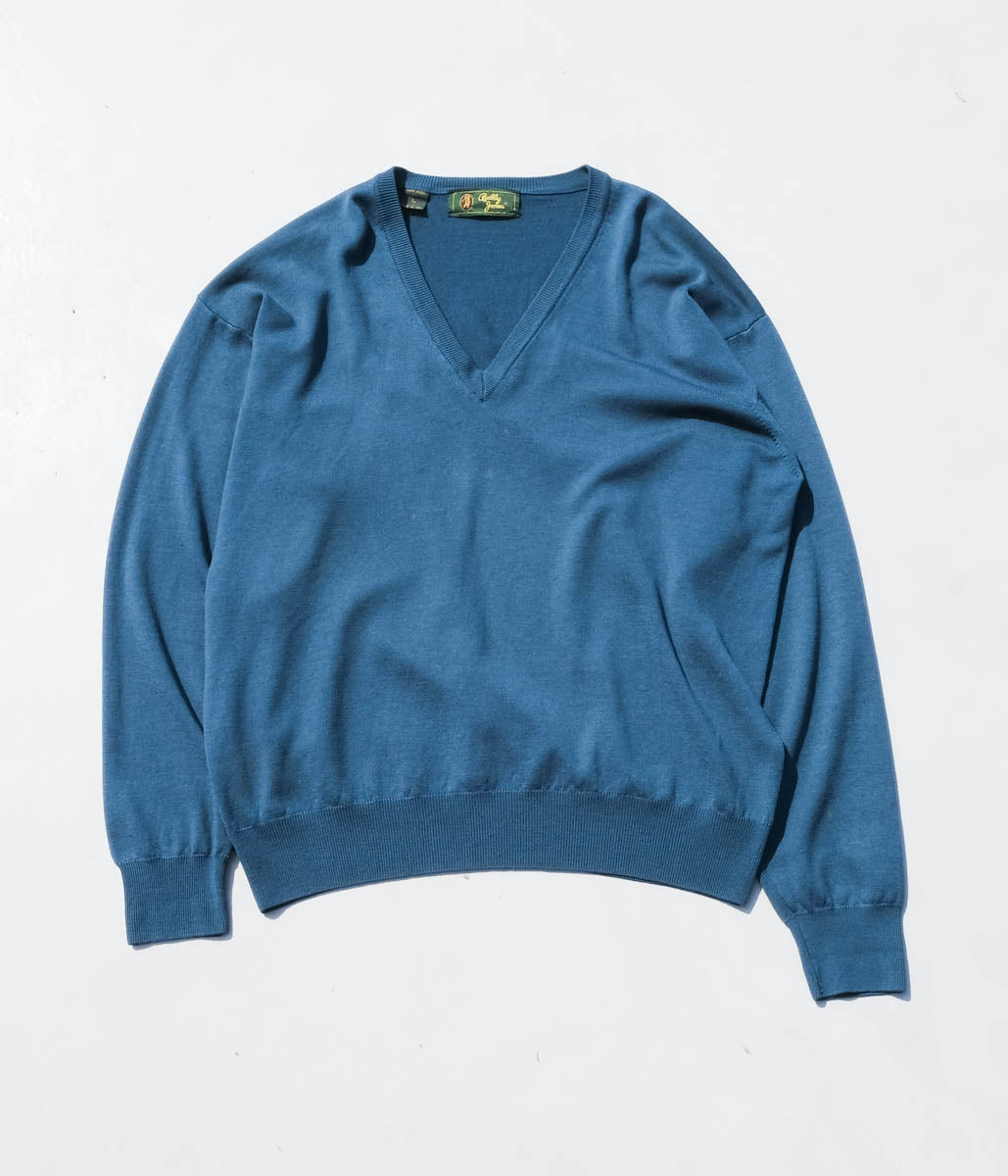 90's Italian Wool Vneck Sweater (Green)
