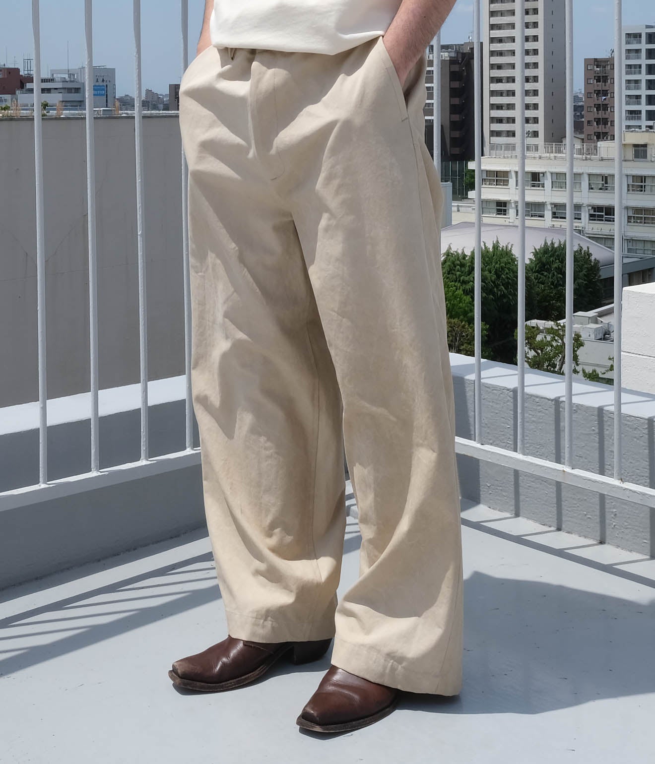 I am dork Work pants ChinoBEIGE ムラ染チノ