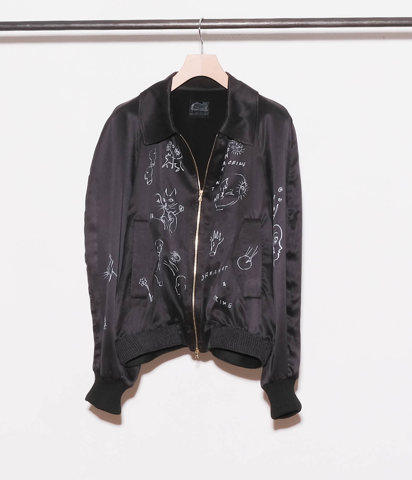 WONDEROUND ''BOMBER JACKET W/HAND DRAWING'' (BLACK/SILK)